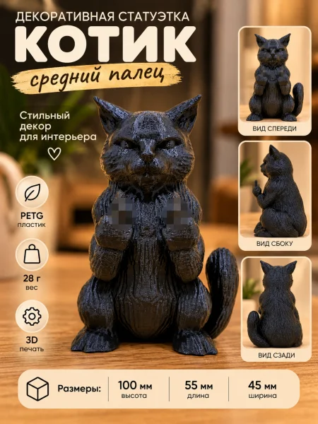 Декоративная статуэтка  «Котик средний палец»