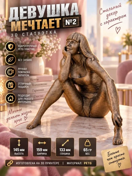Декоративная статуэтка М3Д «Девушка мечтает №2»