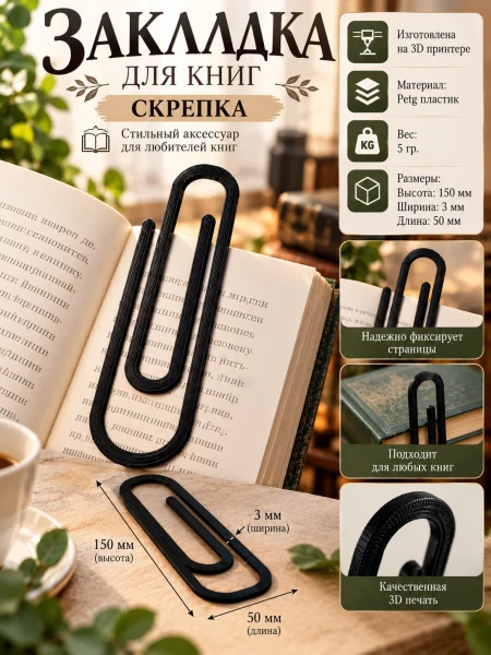 Закладка для книги - Скрепка Закладка для книги - Скрепка