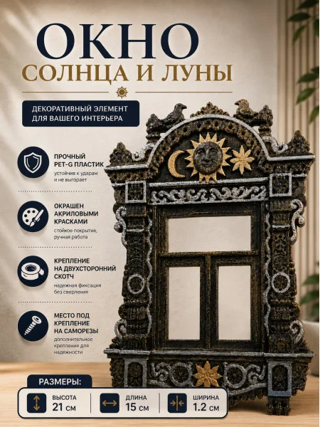 Декоративный настенный барельеф «Окно солнца и луны» Декоративный настенный барельеф «Окно солнца и луны»