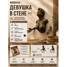 Декоративный настенный барельеф «Девушка в стене №3 бронза» Декоративный настенный барельеф «Девушка в стене №3 бронза»