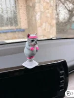 Декоративная фигурка «На пружинке — Мопс с розовой повязкой»