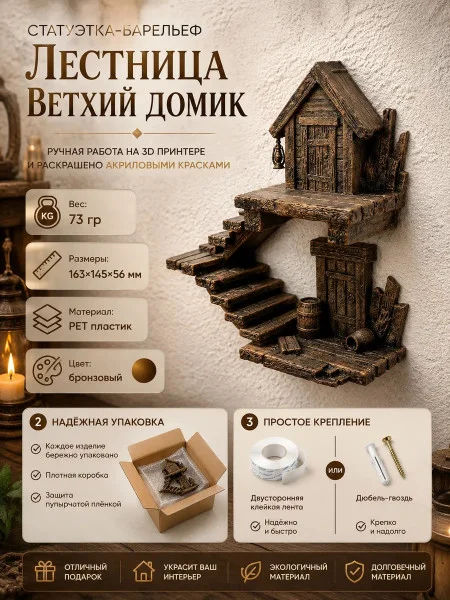 Декоративная статуэтка М3Д «Лестница домик ветхий» Декоративная статуэтка М3Д «Лестница домик ветхий»