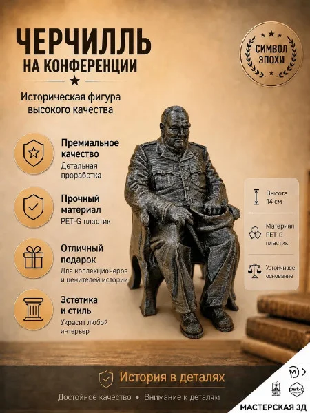Декоративная статуэтка М3Д «Черчилль на конференции»