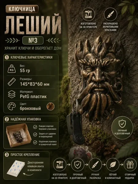 Статуэтка барельеф - Леший ключница №3