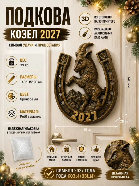 Декоративная подкова М3Д «Козел — 2027» Декоративная подкова М3Д «Козел — 2027»