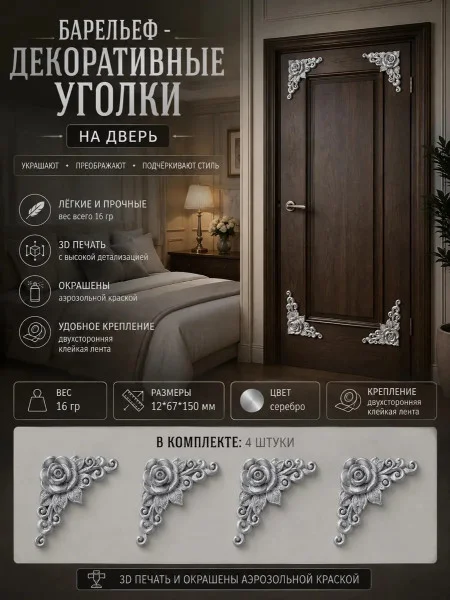 Барельеф-Декоративные уголки на дверь №2 Барельеф-Декоративные уголки на дверь №2