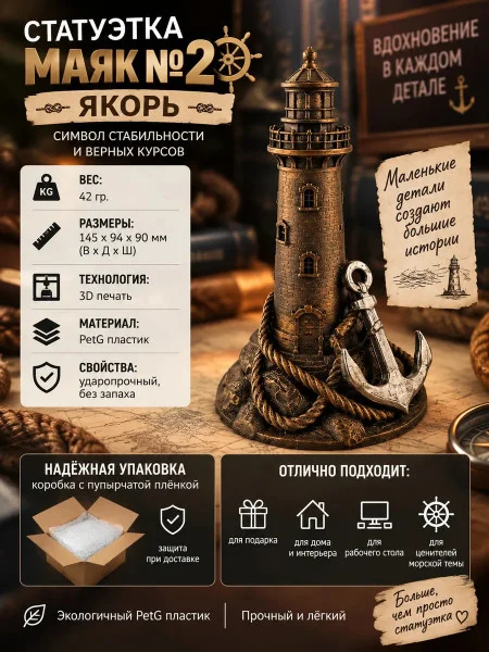 Декоративная статуэтка М3Д «Маяк №2 — Якорь» Декоративная статуэтка М3Д «Маяк №2 — Якорь»