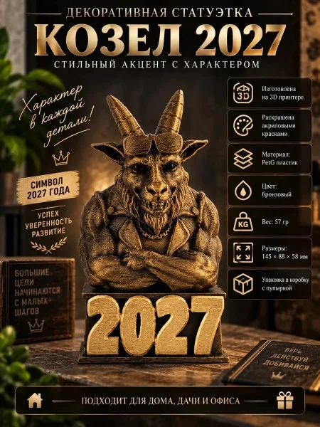Декоративная статуэтка М3Д «Козёл 2027»