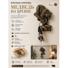 Настенная ключница М3Д «Медведь на бревне»