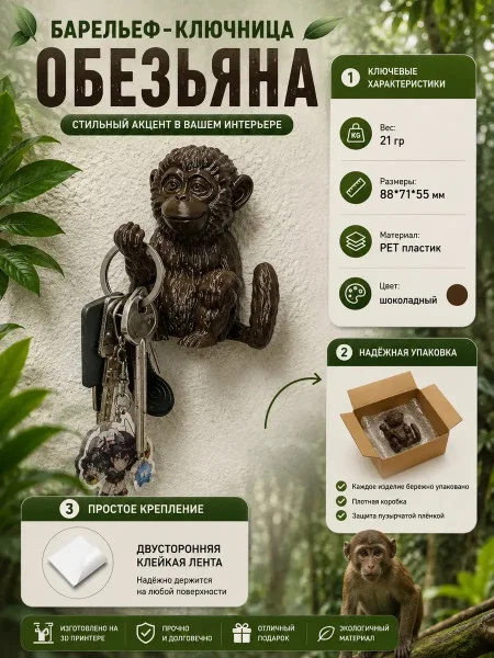 Настенная ключница М3Д «Обезьяна»
