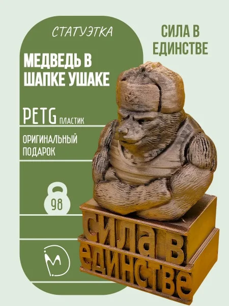 Декоративная статуэтка М3Д «Медведь в Шапке»