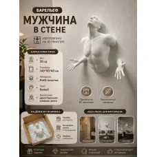 Декоративный настенный барельеф М3Д «Мужчина в стене белый» Декоративный настенный барельеф М3Д «Мужчина в стене белый»