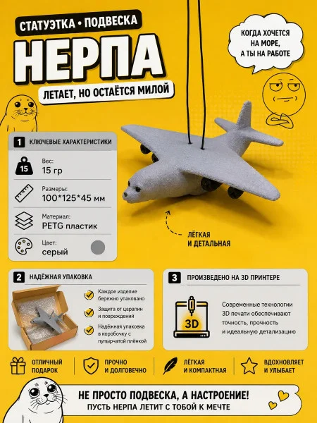 Декоративная статуэтка М3Д «Нерпа бомбандировщик» Декоративная статуэтка М3Д «Нерпа бомбандировщик»