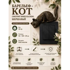 Декоративный настенный барельеф «Кот смотрит вниз налево» Декоративный настенный барельеф «Кот смотрит вниз налево»
