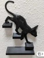 Декоративный барельеф - Кот сфинкс спускается направо черный